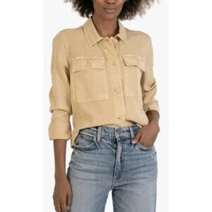 KUT from the Kloth Abigail Khaki Lightweight Button Up